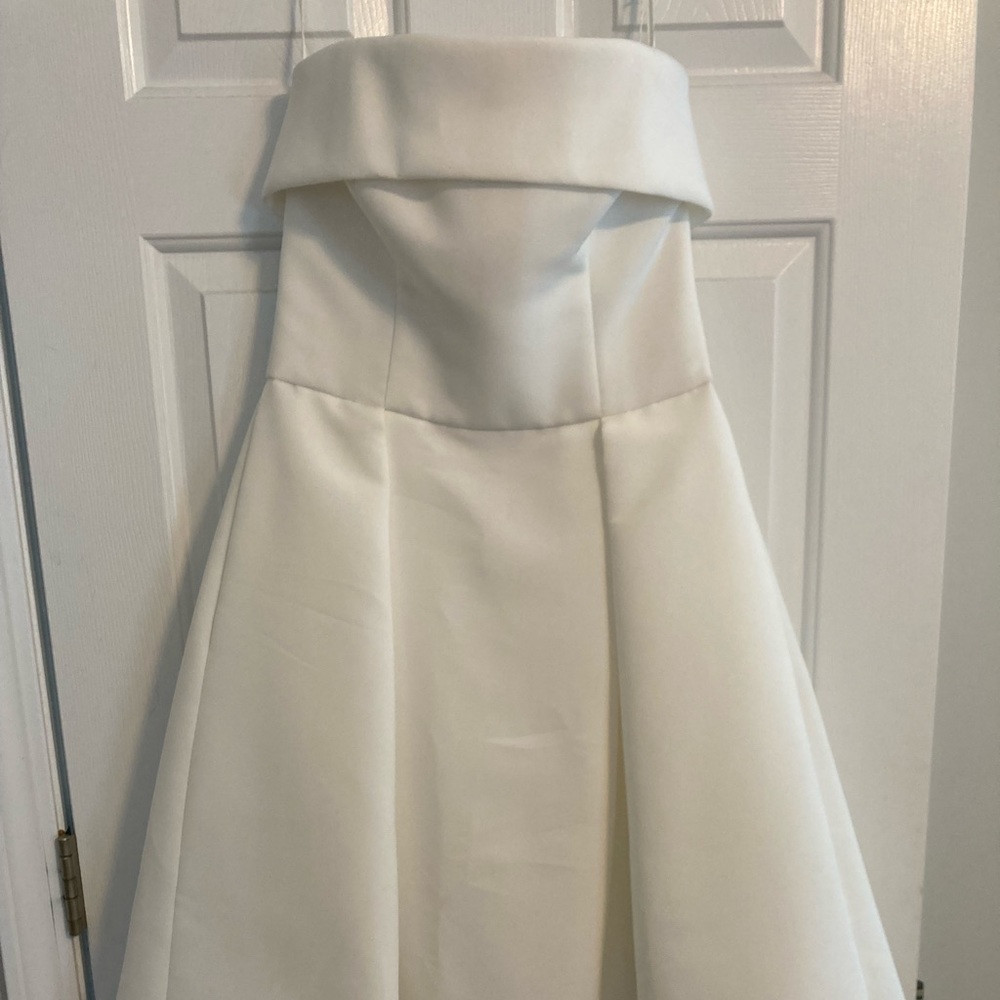 Amsale Faille Fit and Flare Reception Dress